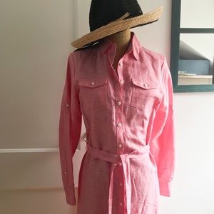 Brooks Brothers Pink Linen Shirt Dress (NWT)